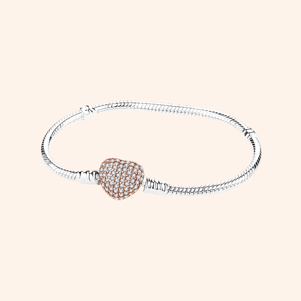 Pulsera Corazon Rose Gold Plata - Charmsymore