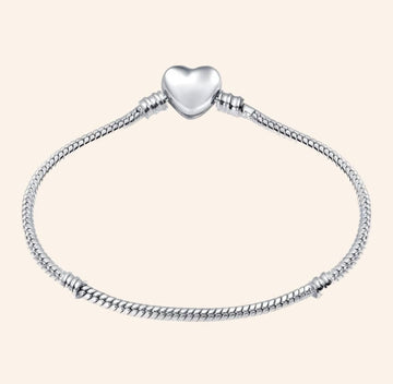 Pulsera de Corazón de Plata S925 para pulsera de charms | Charmsymore