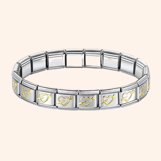 Pulsera Italiana Corazón Flechado Acero Inoxidable - Charmsymore