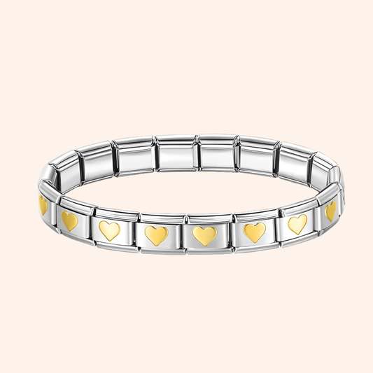 Pulsera Italiana Corazones Dorados Acero Inoxidable - Charmsymore