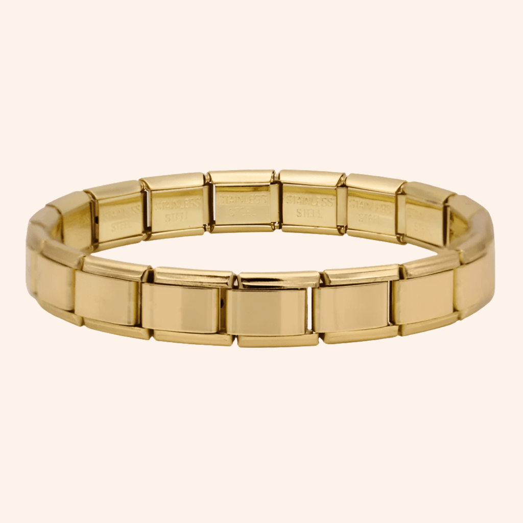 Pulsera Italiana Dorada Clásica Acero Inoxidable - Charmsymore