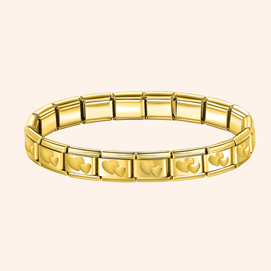 Pulsera Italiana Dorada Corazones Acero Inoxidable - Charmsymore