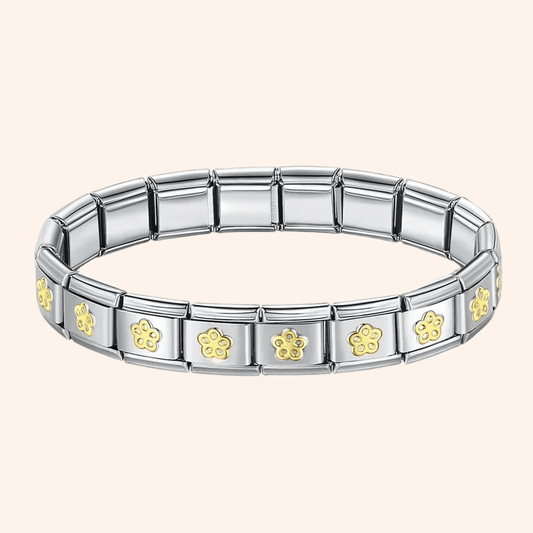 Pulsera Italiana Flor Acero Inoxidable - Charmsymore