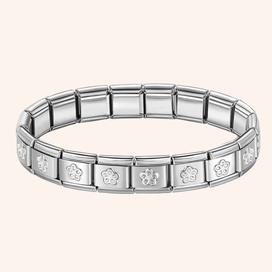 Pulsera Italiana Flores Acero Inoxidable - Charmsymore