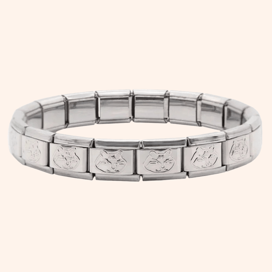 Pulsera Italiana Gato Acero Inoxidable - Charmsymore