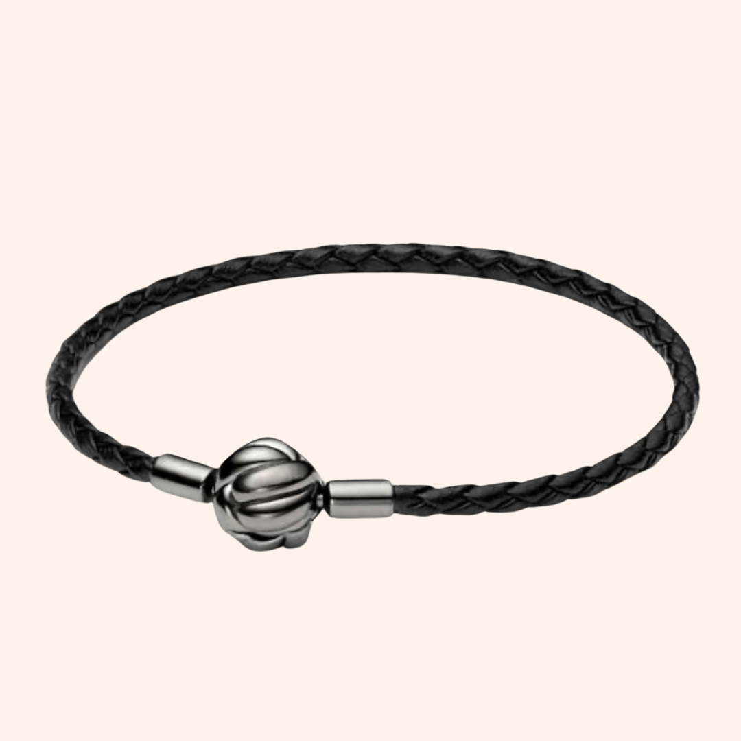 Pulsera Negra Cuero S925 - Charmsymore