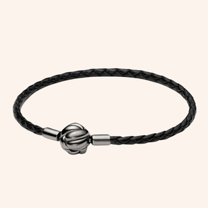 Pulsera Negra Cuero S925 - Charmsymore