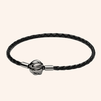 Pulsera Negra Cuero S925 - Charmsymore