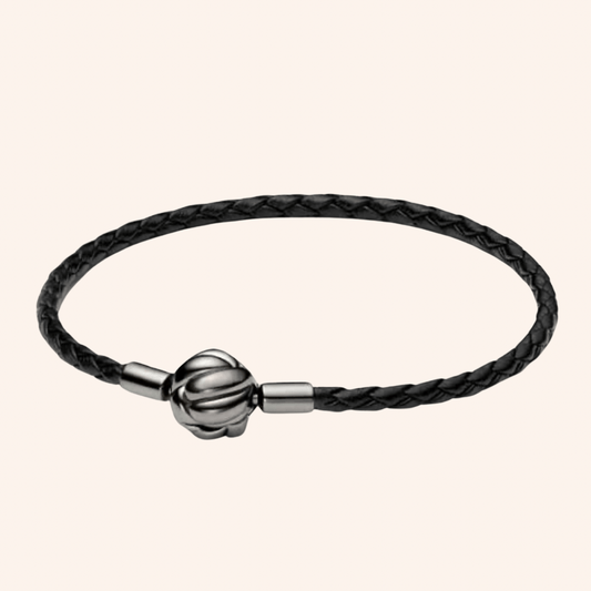Pulsera Negra Cuero S925 - Charmsymore