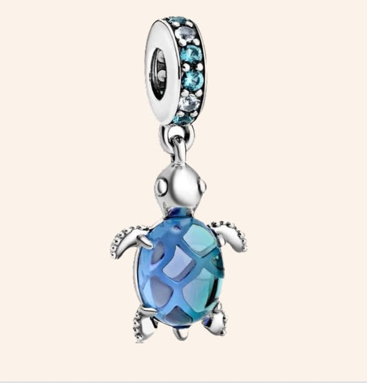 Tortuga Charm Mar Plata S925 - Charmsymore