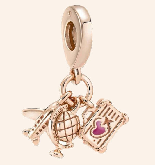 Viaje Rose Gold Charm Plata S925 - Charmsymore