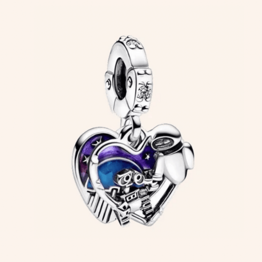 Wall-e & Eva Charm Plata S925 Brilla En La Oscuridad - Charmsymore